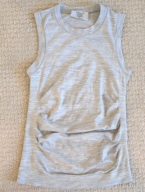 Athleta Heather Gray Ruched Sleeveless Workout Tank Top Size S